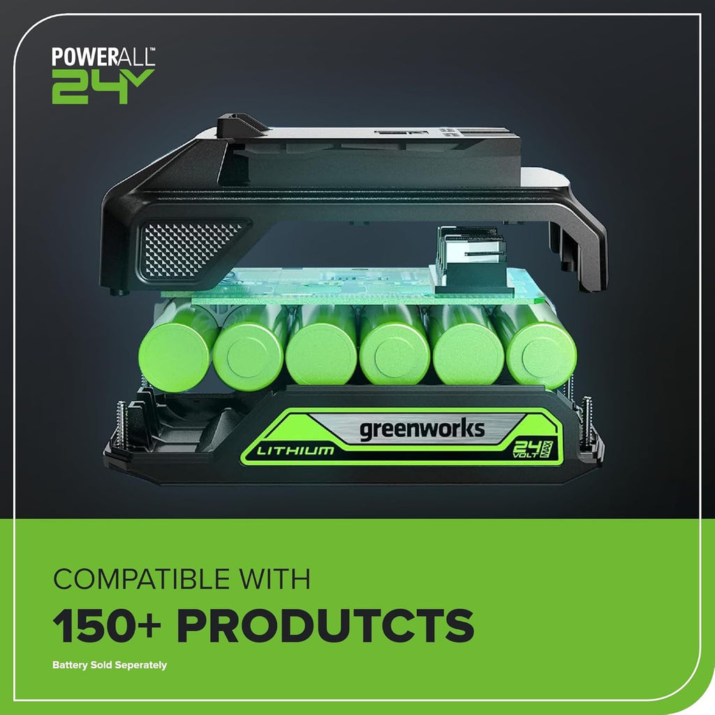 Greenworks 24V 24" (1.1" Cutting Capacity/Rotating Handle) Brushless Hedge Trimmer Cordless, 2.0Ah Battery and Charger Included