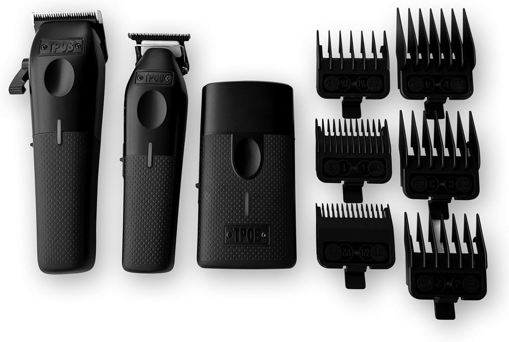 TPOB Play Barber Hair Clippers for Men 7500 RPM with Rubber Grips (Blackout 3 Set)