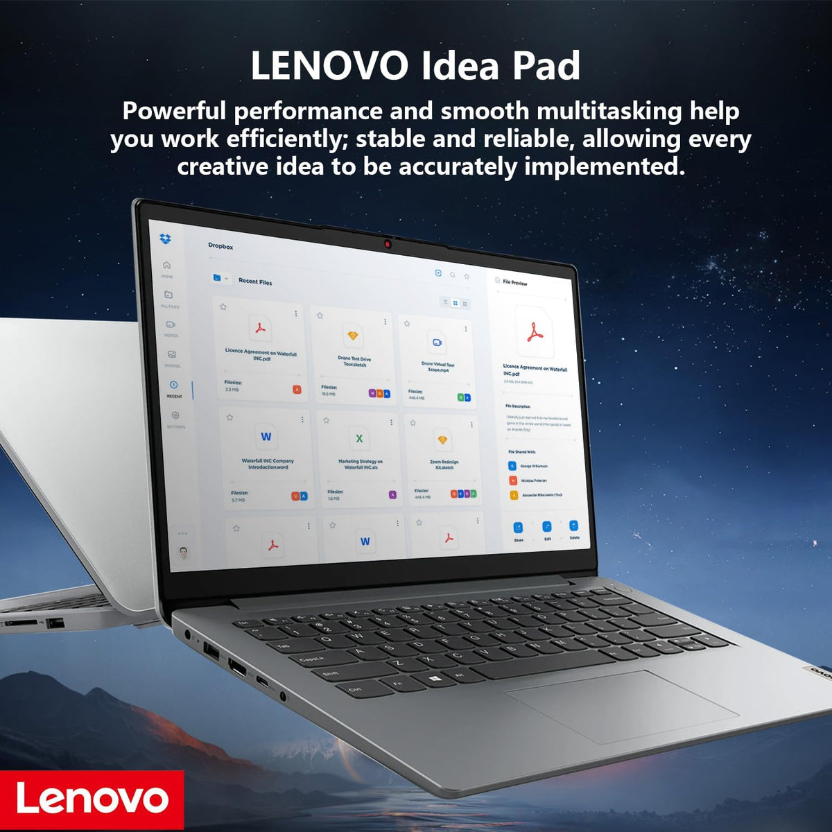 Lenovo IdeaPad 1 Everyday Laptop, 14" HD Display, 8GB RAM, 384GB Storage(128GB eMMC + 256GB PCIe), 1 Yr Office 365 Included, Intel Core Processor, Win 11 Home, Bundle with Thunderobot Wireless Mouse