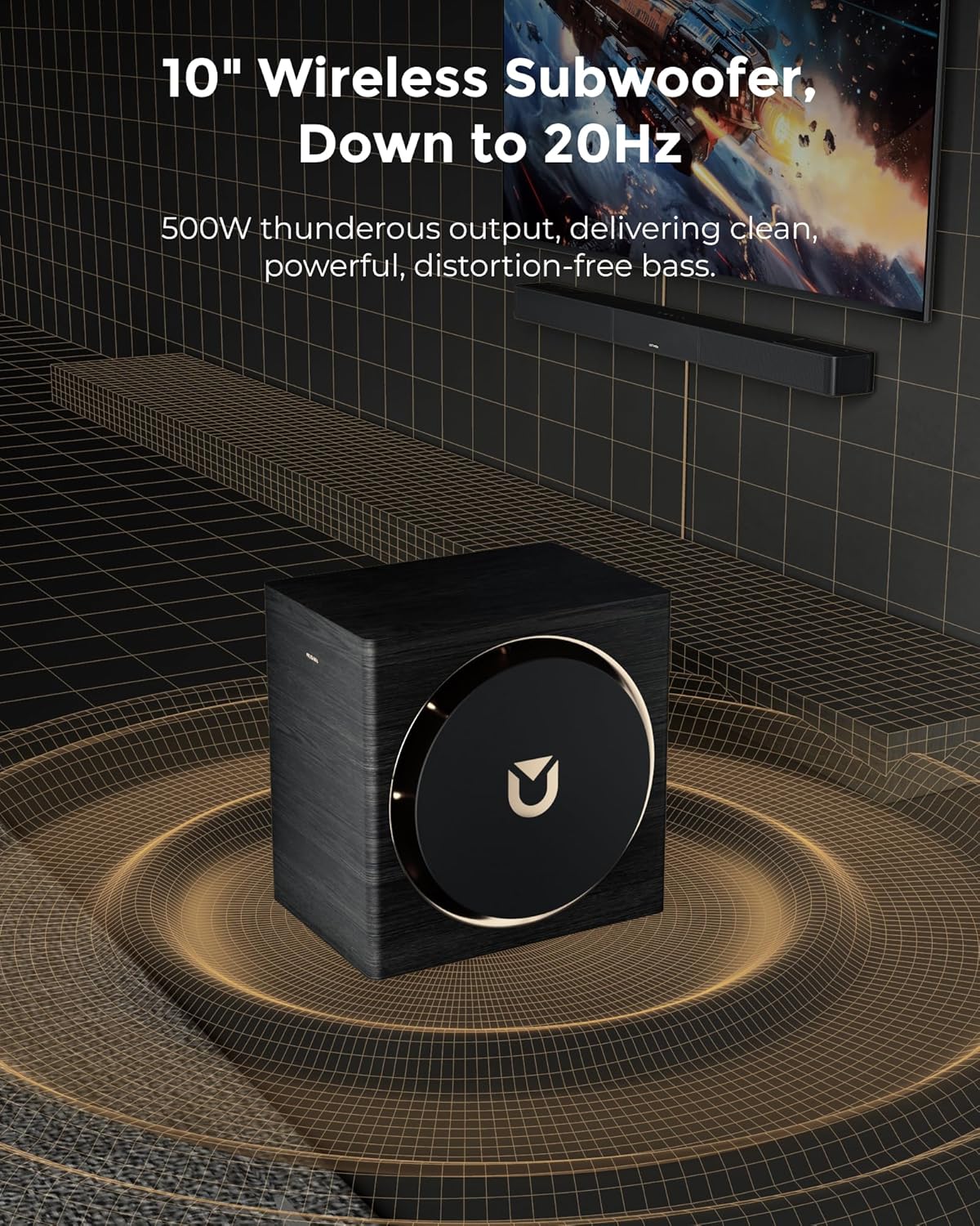 ULTIMEA Skywave X70 7.1.4ch Professional Wireless Surround Sound System for TV w/Dolby Atmos, 980W Sound Bar with 10" Wireless Subwoofer, 20Hz Low Frequency, GaN Amplifier, 4K HDR Pass-Through