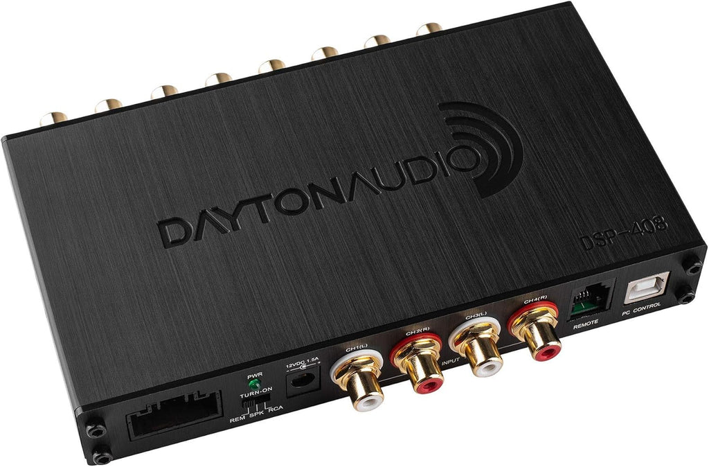 Dayton Audio DSP-408 4 Input 8 Output DSP Digital Signal Processor with Built in EQ Crossovers, Time Alignment, and in-Put/Output Mixing for Home and car Audio