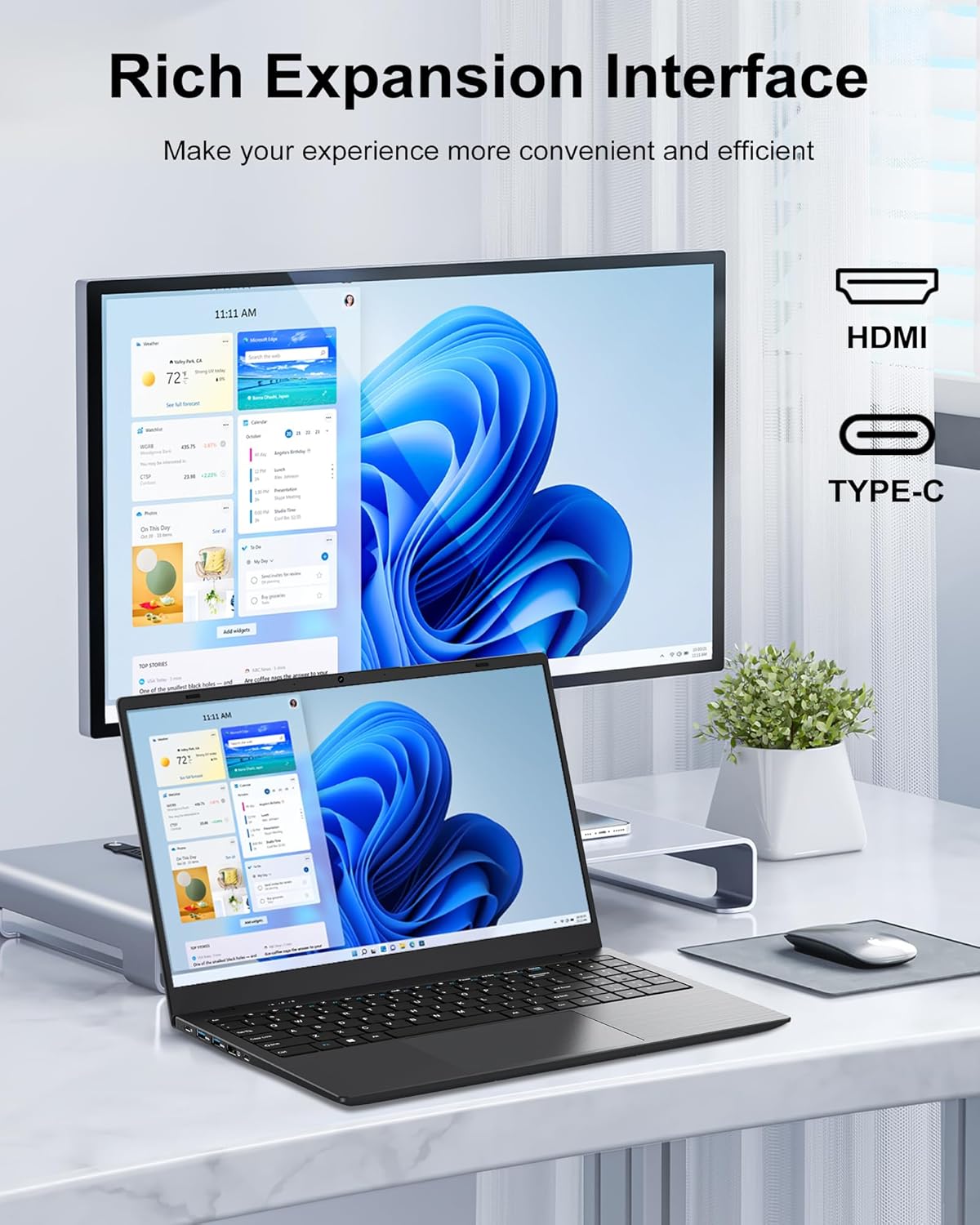 BLUEING 15.6" Laptop Computer, Laptop with 16GB RAM 512B SSD, Gold 6500Y (Up to 3.4GHz), 1080P FHD IPS Display, Type-C, HDMI, USB3.2, WIFI, Bluetooth, Long Battery Life, Laptops for Business & Student