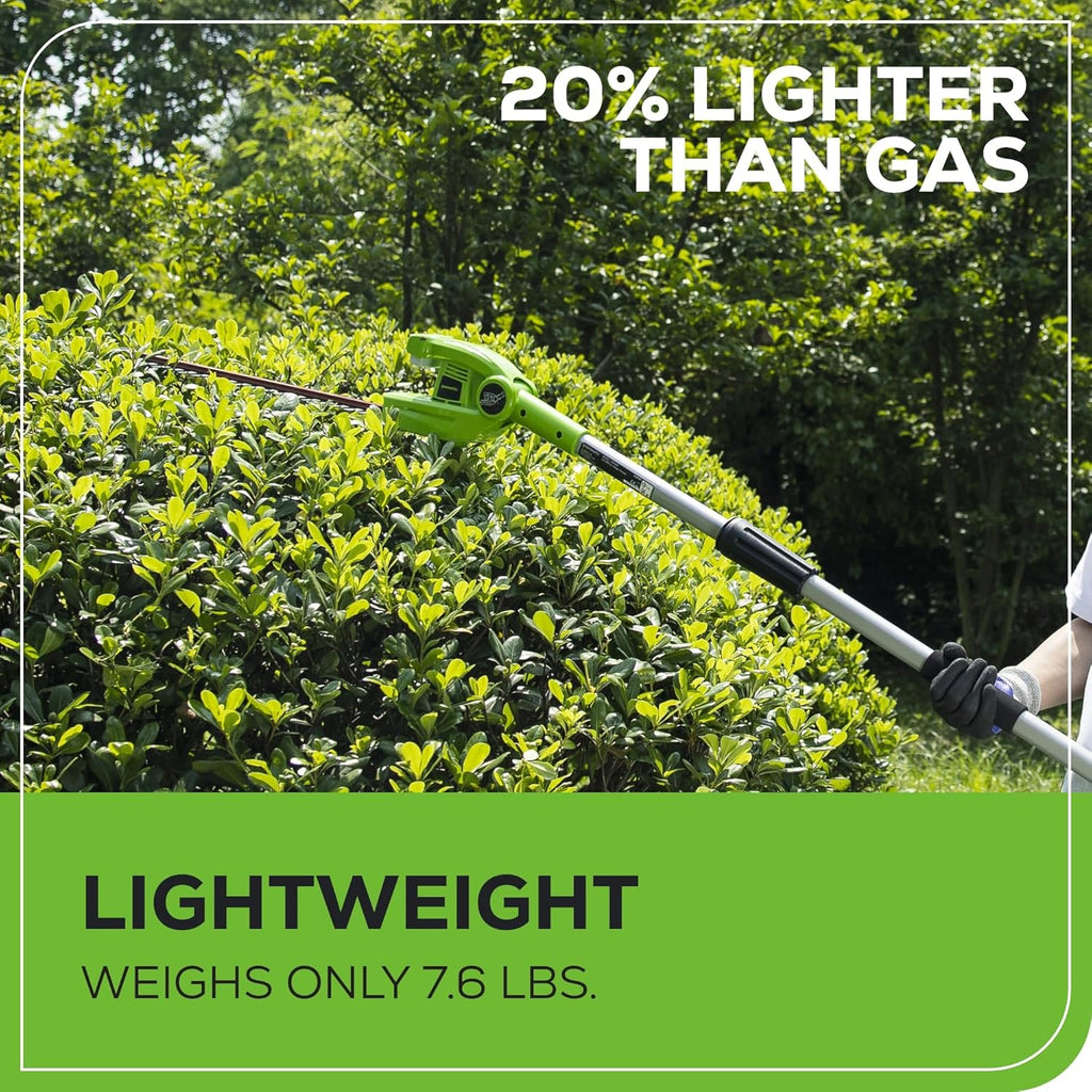 Greenworks 40V 20" Cordless Pole Hedge Trimmer, 2.0Ah Battery and Charger Included