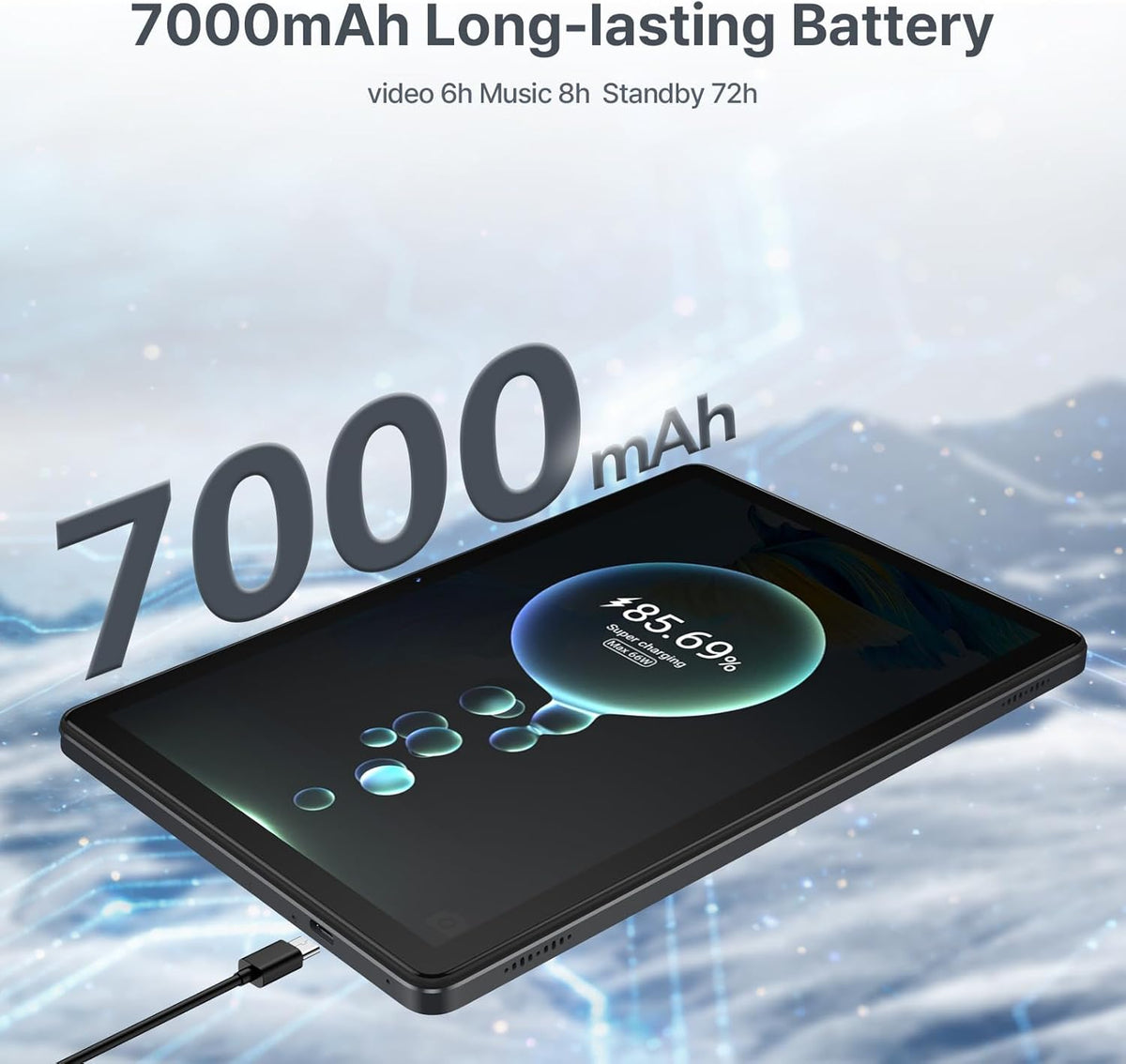 Tablet 10.1 Inch, Android 16 Tablet with 12GB RAM 64GB ROM (TF 2TB), Octa-Core Processor, 5G WiFi Tablets, 7000mAh Battery, GPS, Google Gemini AI Tablet, Tablets for Adults Students Kids 2026 Upgraded