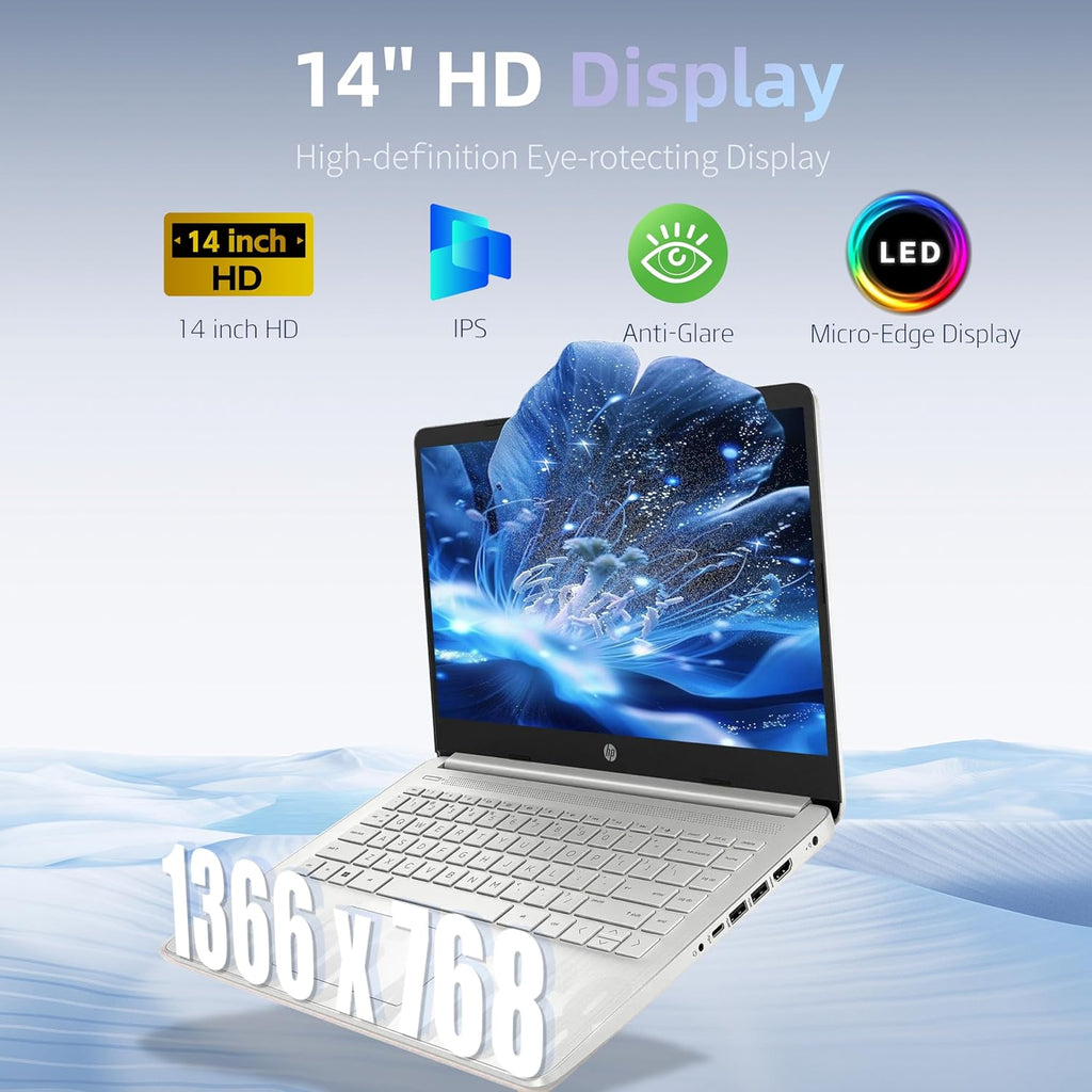 HP Essential Laptop Computer for Home & Student with Office 365, 2026 Edition, 128GB Storage- Intel Processor - LED Display, 128GB Docking Station, Portable Design, Copilot AI, Windows 11 S