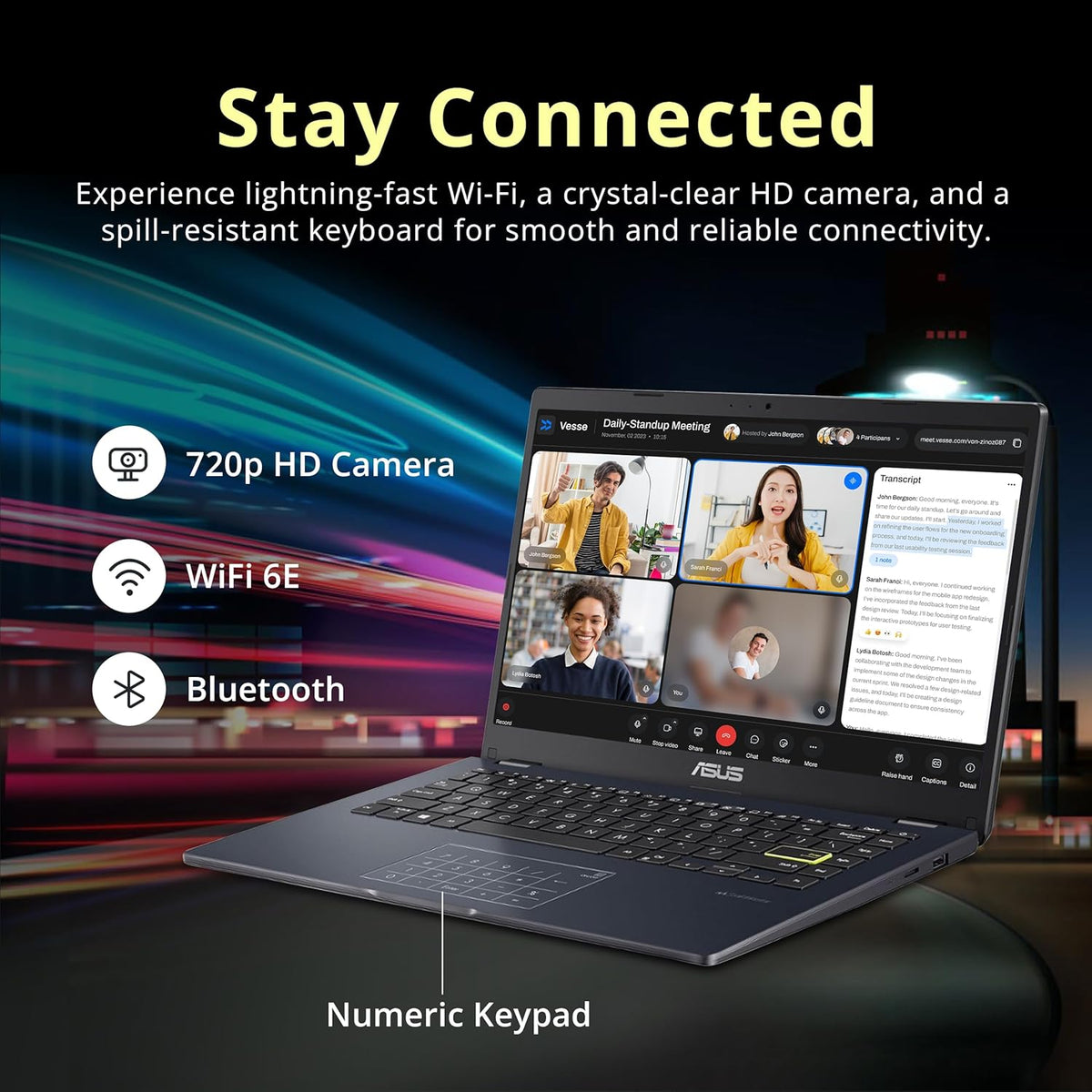 ASUS 14" Laptop, 14" FHD Display, Intel Celeron N4500, 4GB Memory, 64GB eMMC, Touchpad, Webcam, HDMI, Wi-Fi, Windows 11 Home, Quiet Blue (Renewed)