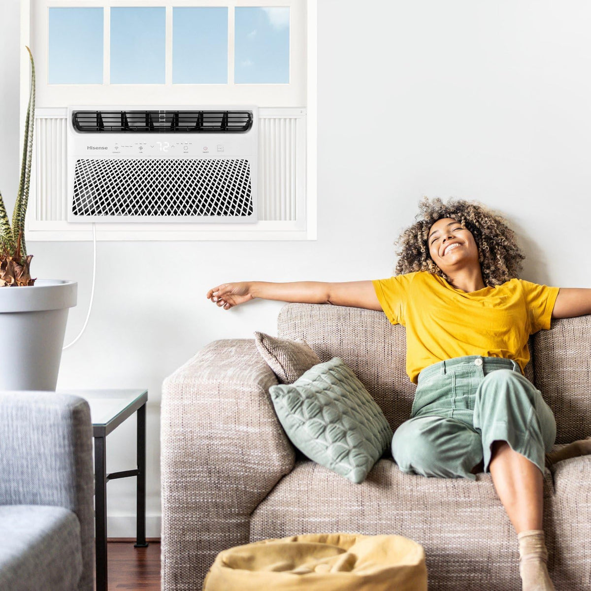 Hisense 10000 BTU Inverter Window Air Conditioner Unit, WiFi Smart App Control, Energy Efficient Quiet Cooling for Large Room, Living Bedroom Home, Mounted AC 450 Sq. Ft.