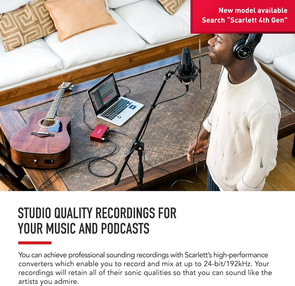 Focusrite Scarlett Solo 3rd Gen USB Audio Interface for Guitarists, Vocalists, Podcasters or Producers to record and playback studio quality sound