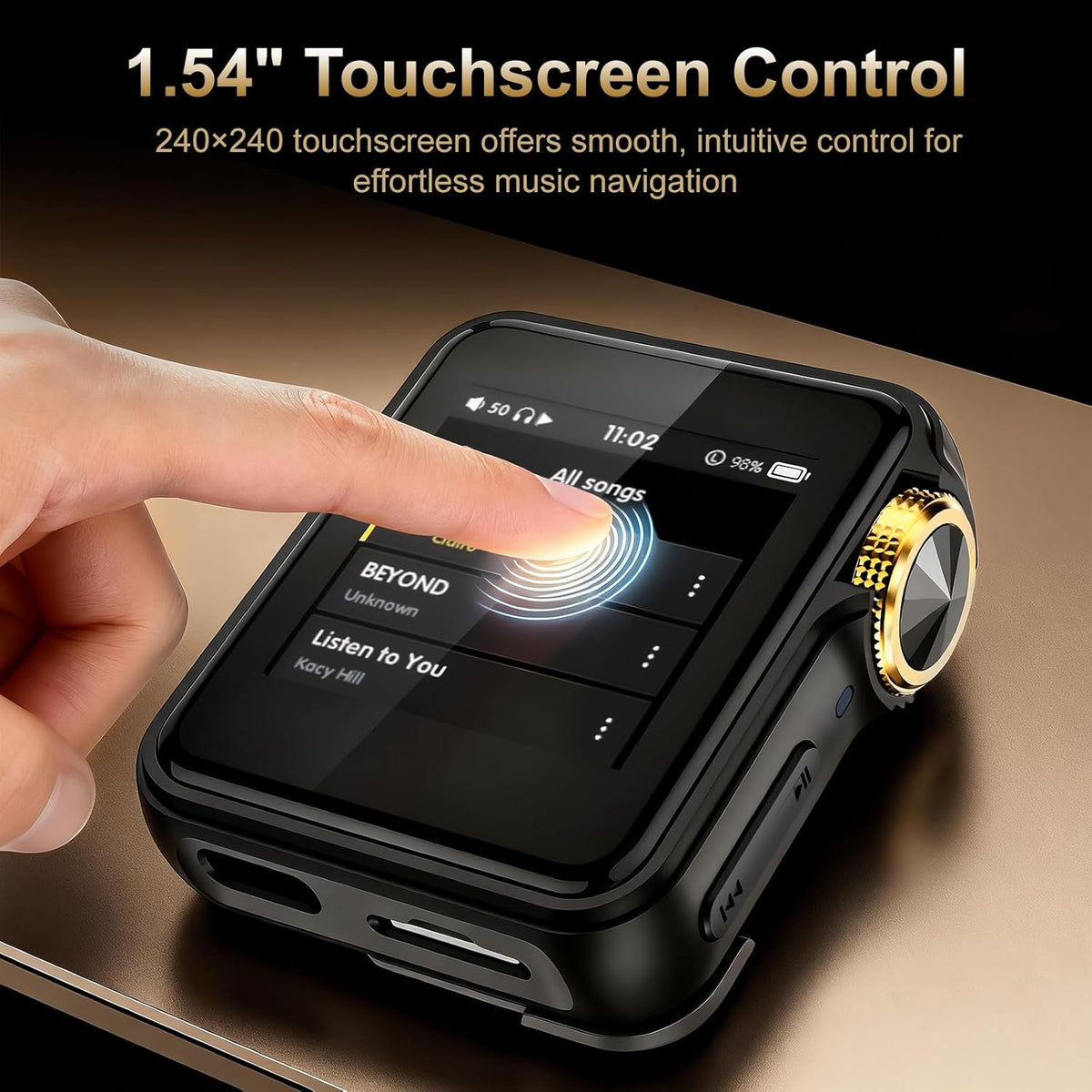 H2 Mini MP3 Player with APTX Bluetooth, Hi-Res Audio, Lossless DSD/FLAC, Touch Screen & Wearable Clip, Portable Music Player for Running, Workout & Travel, 64GB Memory, Supports up to 512GB