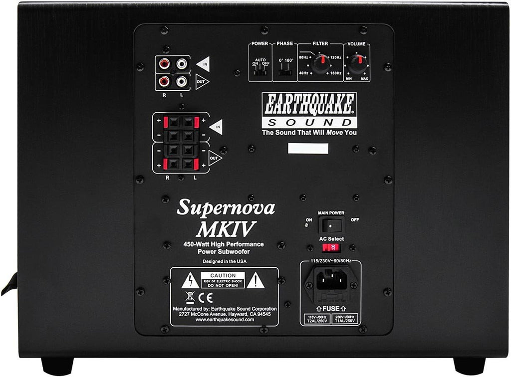 Earthquake Sound Supernova MKIV-10 Powered Subwoofer with SLAPS Technology, Black Ash