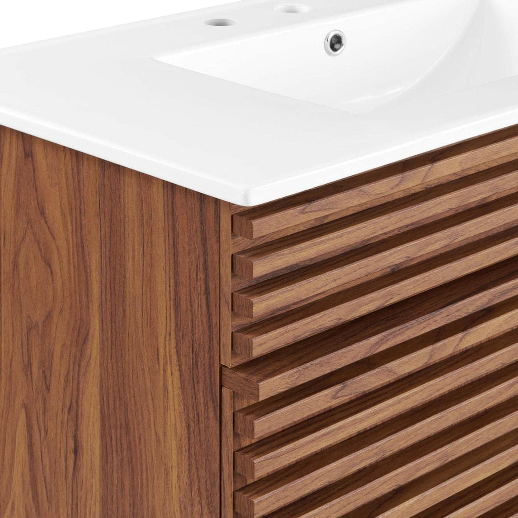Modway Render 36" Bathroom Vanity in Walnut White