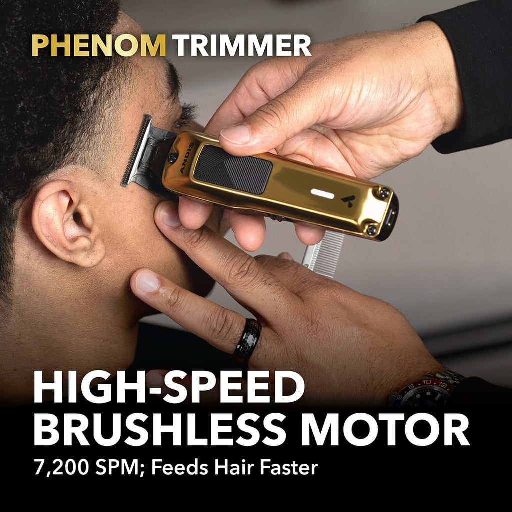 Andis 562310 Phenom Professional Cord/Cordless Lithium-ion Electric Beard & Hair Trimmer with Charging Stand, Gold