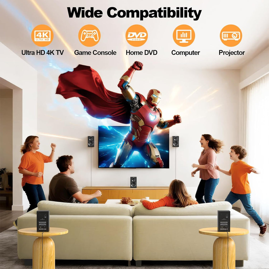 Bobtot Wireless Surround Sound System Home Theater System, 1000W Surround Speakers 8" Subwoofer 5.1/2.1 Channel Deep Bass with ARC Optical Bluetooth Karaoke Input