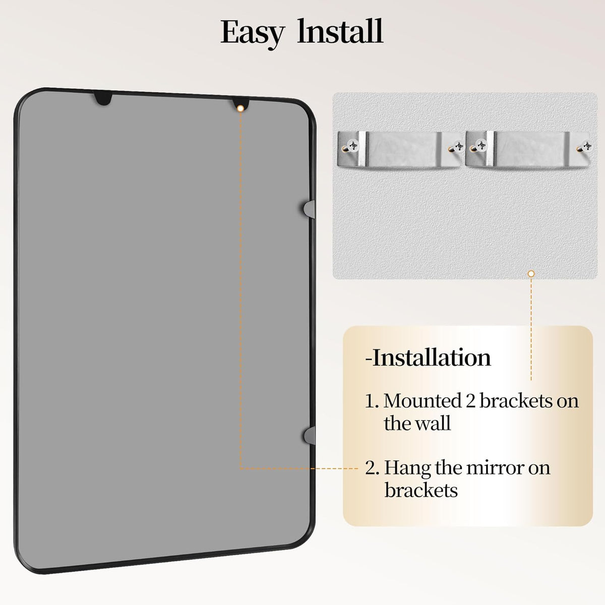 2 Pcs 24 x 36 Inch Black Metal Framed Bathroom Mirror for Wall, Rounded Rectangle Mirror Matte Black Bathroom Vanity Mirror,Anti-Rust, Hangs Horizontally or Vertically (2, Black, 24"×36")