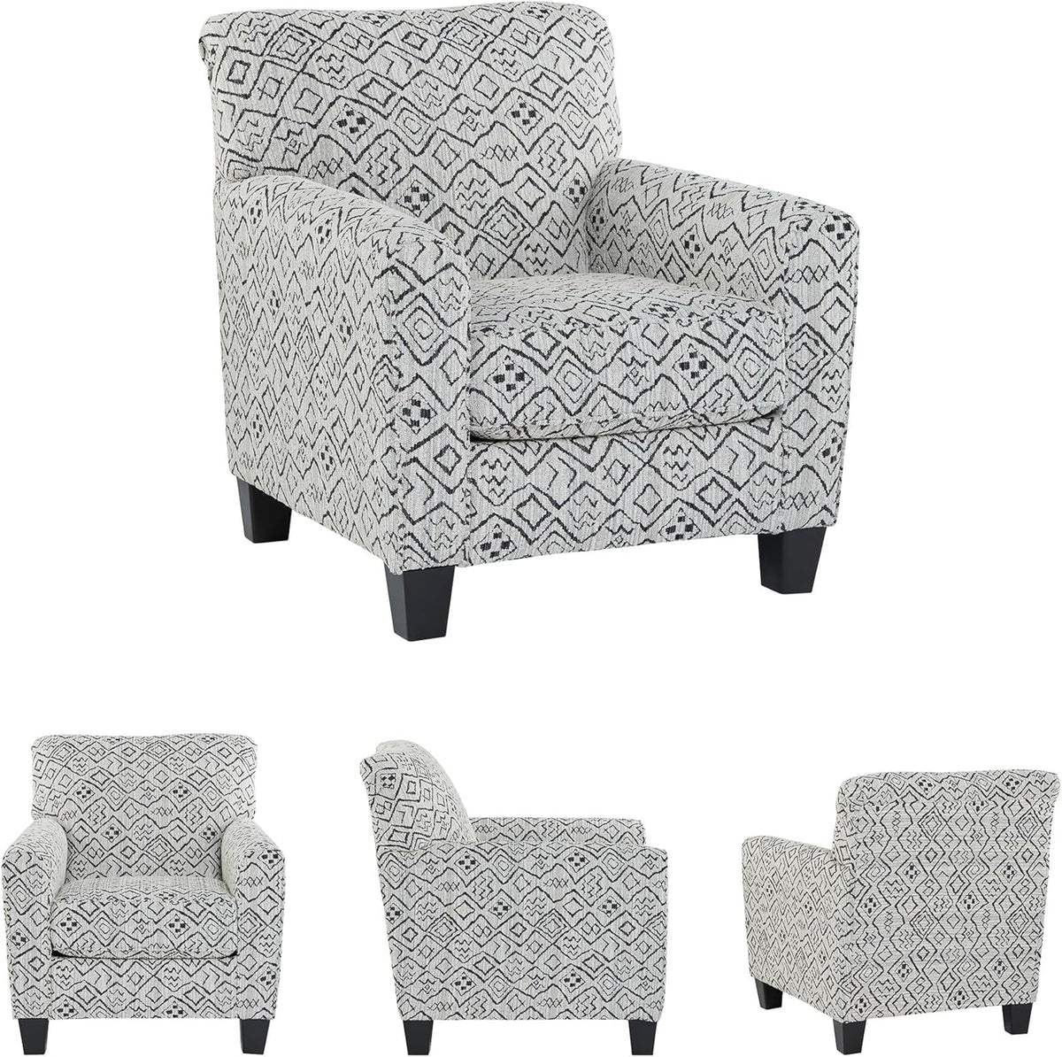 Signature Design By Ashley Hayesdale Modern Accent Chair with Removable Cushions and Tapered Legs, Black & Gray