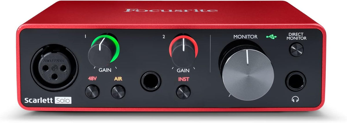 Focusrite Scarlett Solo 3rd Gen USB Audio Interface for Guitarists, Vocalists, Podcasters or Producers to record and playback studio quality sound