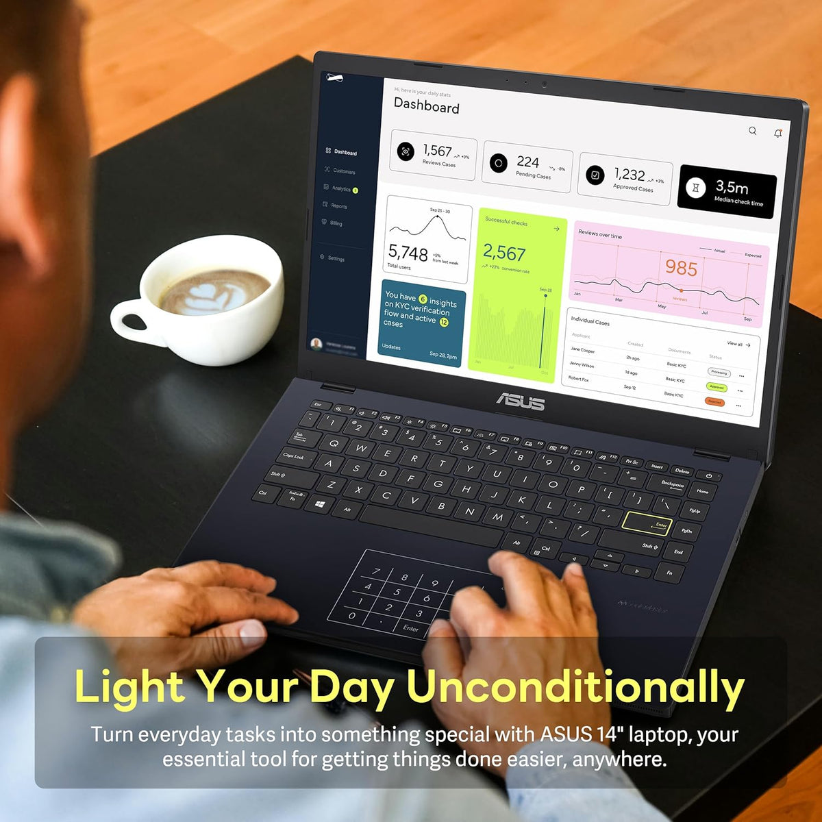 ASUS 14" FHD Laptop, Intel Pentium N6000 Processor, 4GB RAM, 224GB Storage(64GB eMMC+160GB Docking Station Set), Intel UHD Graphics, Webcam, Bluetooth, Win 11, Star Black